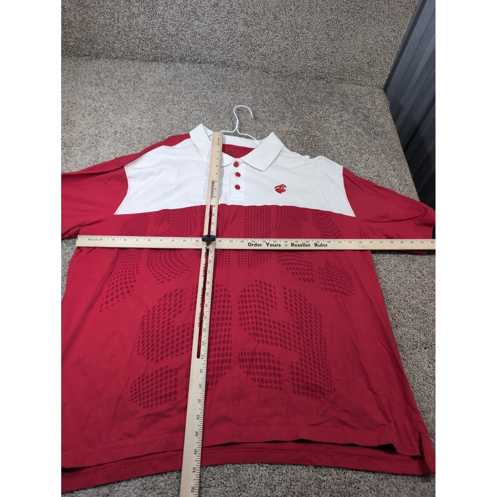 Rocawear Classic Mens 3XB Red White Colorblock Graphic Short Sleeve Polo Shirt - Picture 4 of 7
